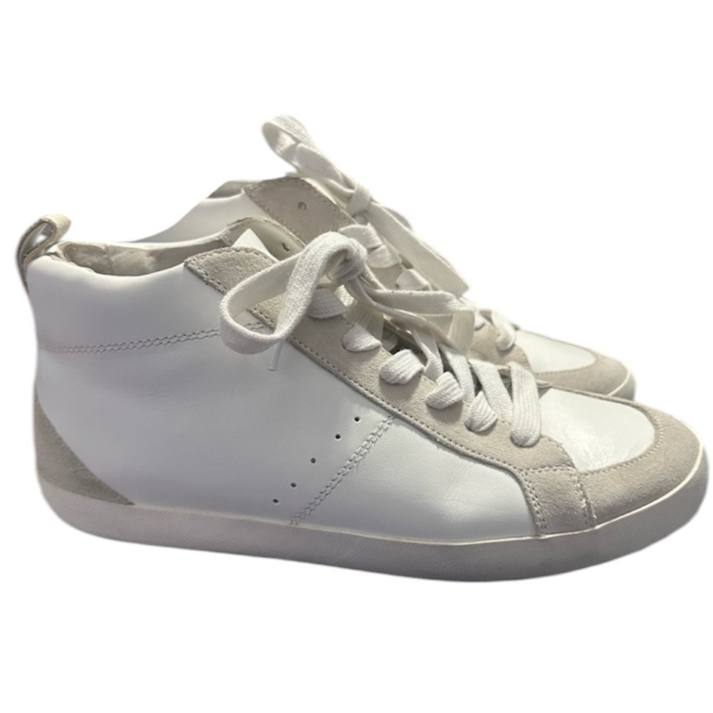 Banana Republic Mid-Top Lace Up Trainers White Leather Sneakers 9.5M